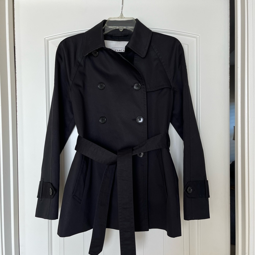 Coach Black Trench Coat Size M